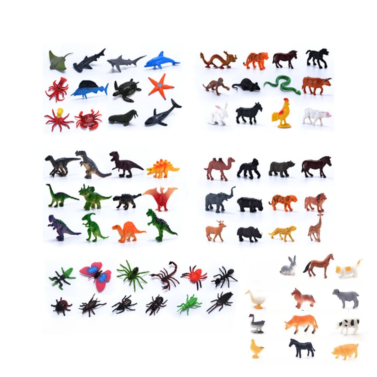 Mini Wild Animal Action Figures – Learning Toy Set for Toddlers & Kids 6 Assorted types - Farm animals: 12 PCs