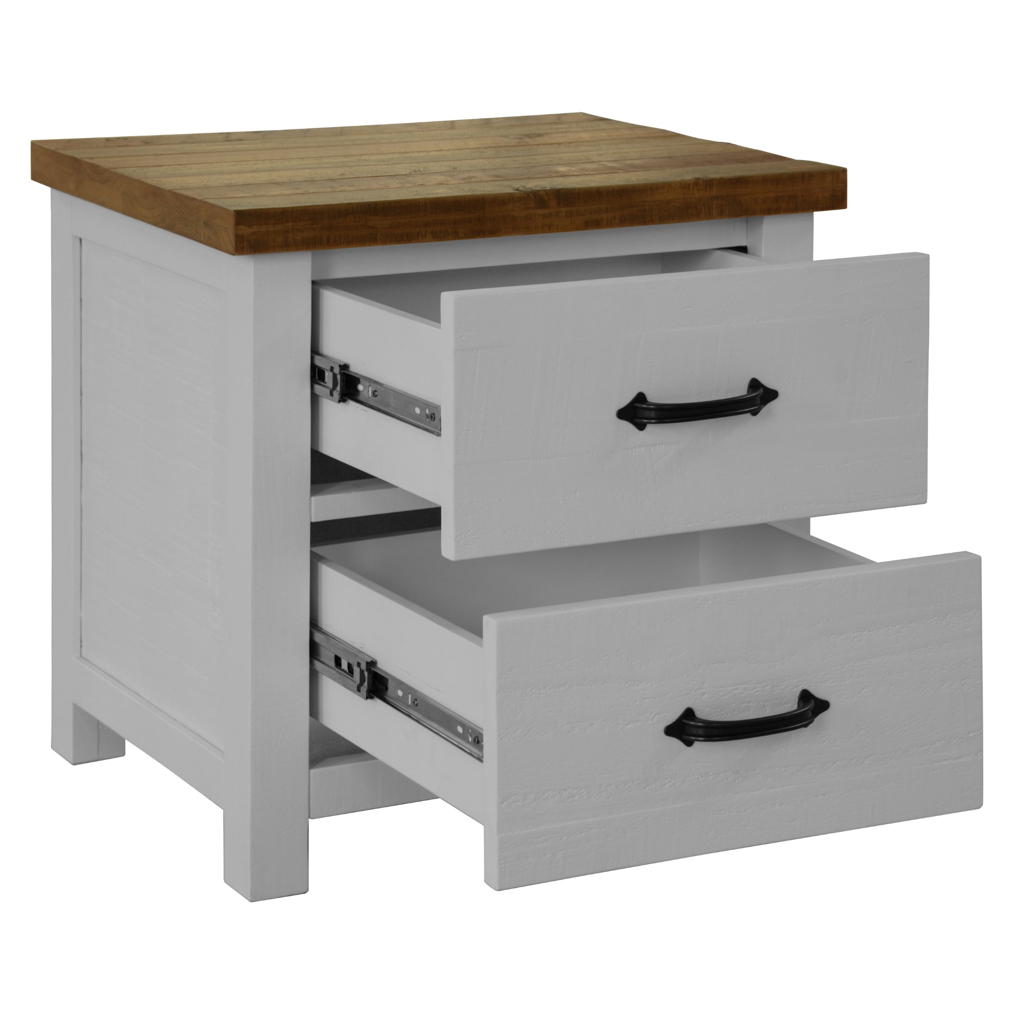 Grandy 4pc Queen Bed Suite Bedside Tallboy Bedroom Furniture Package White Brown