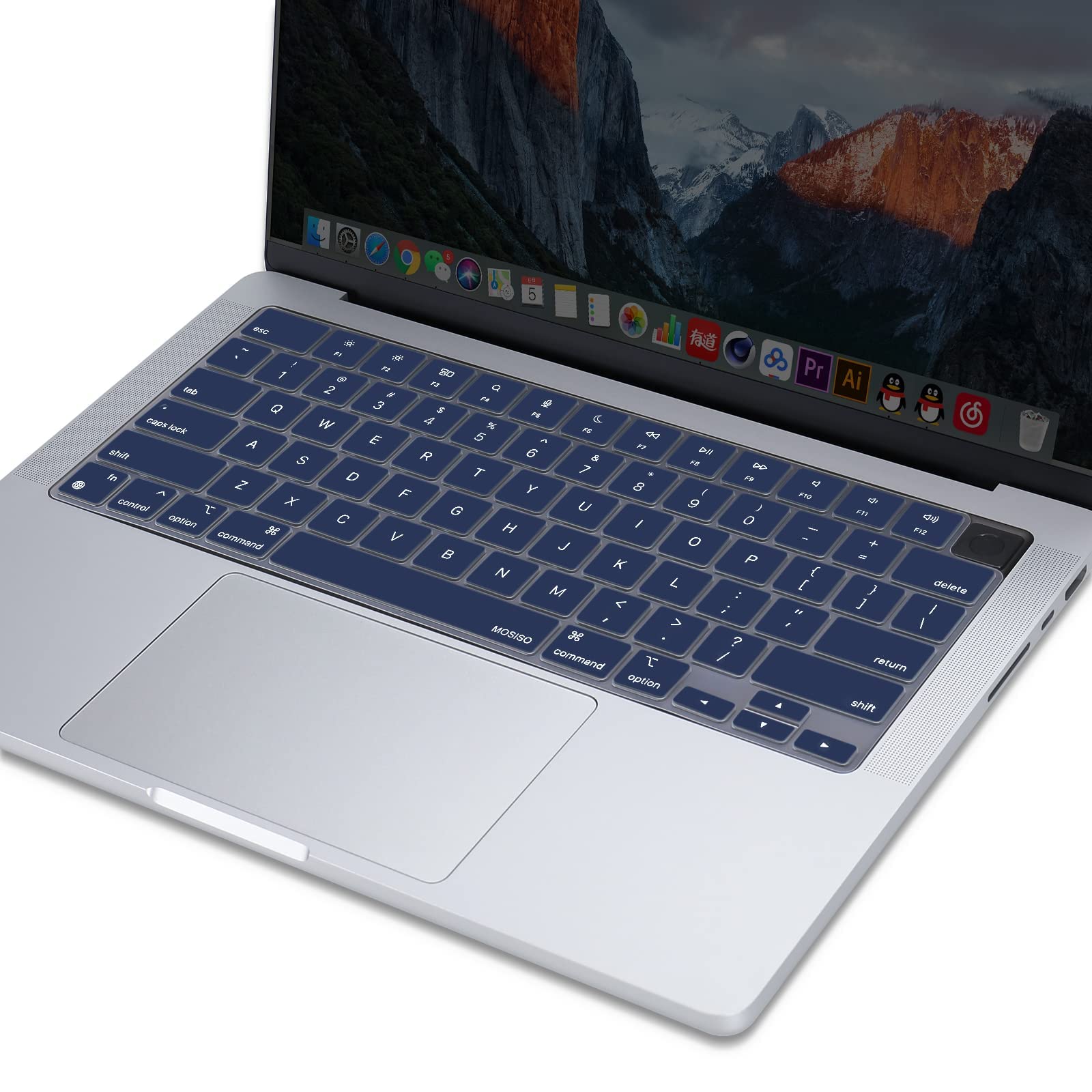 Keyboard Cover Skin For MacBook Air Pro 13 13.6 14 15.3 16 A2442 A2779 A2485 A2780 A2681 A2941 M1 M2 2021 to 2023 Navy Blue