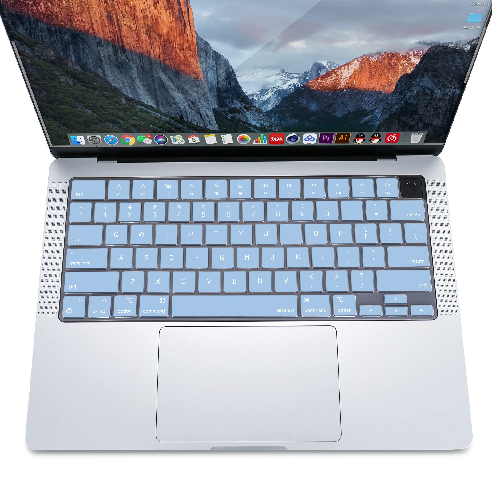 Keyboard Cover Skin For MacBook Air Pro 13 13.6 14 15.3 16 A2442 A2779 A2485 A2780 A2681 A2941 M1 M2 2021 to 2023 Sky Blue