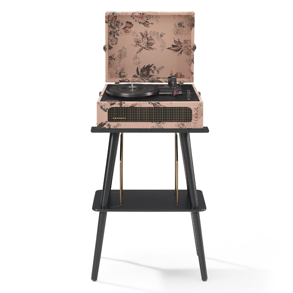 Crosley Voyager Bluetooth Portable Turntable + Turntable Stand Bundle - Floral