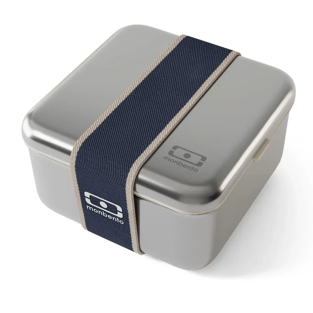 Monbento Mb Sense L The Microwave-Safe Metal Lunch Box - Natural Blue