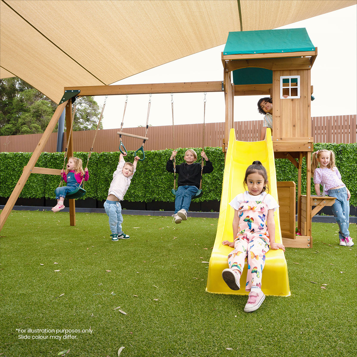 Lifespan Kids Montrose Swing Set & Play Centre with 2.2m Slide (Yellow)