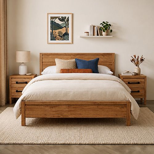 Queen Bedroom Suite – 4 Piece Set with Dresser in Oak Finish