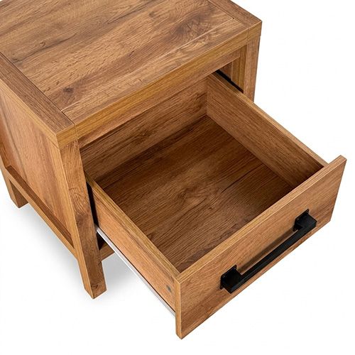 Natural Timber Look Bedside Table with Drawers
