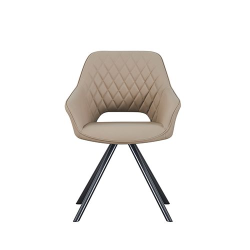 2X PU Leather Powder Coated Metal Legs Swivel Dining Chair
