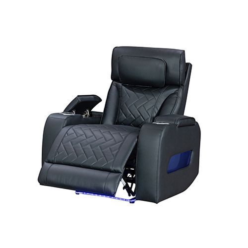1 Seater Air leather Power Recliner Sofa with LED Light In Black