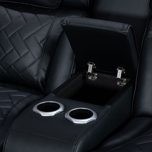 2 Seater Air leather Power Recliner Sofa with LED Light In Black