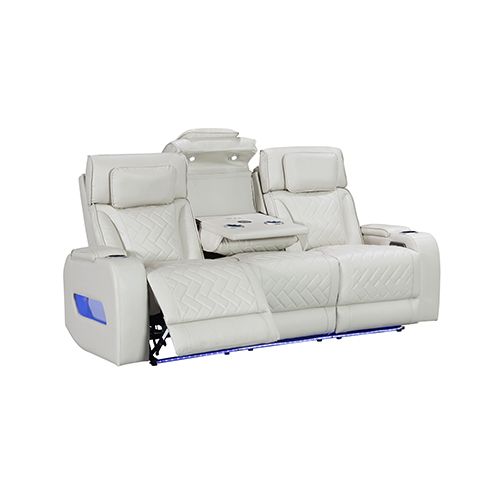 3 Seater Air leather Power Recliner Sofa with LED Light In Grey