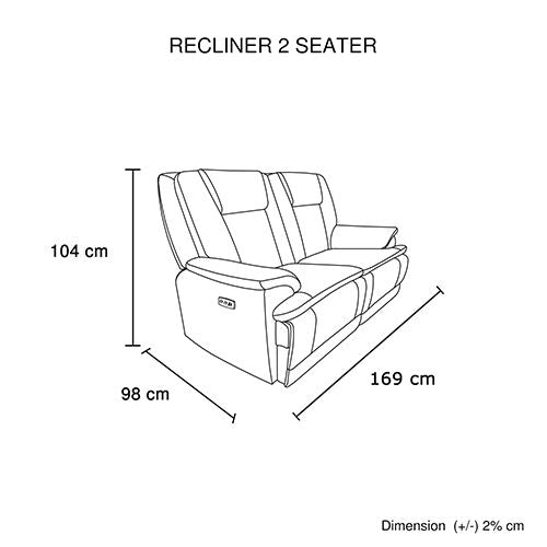 2 Seater Power Recliner Chair in Grey