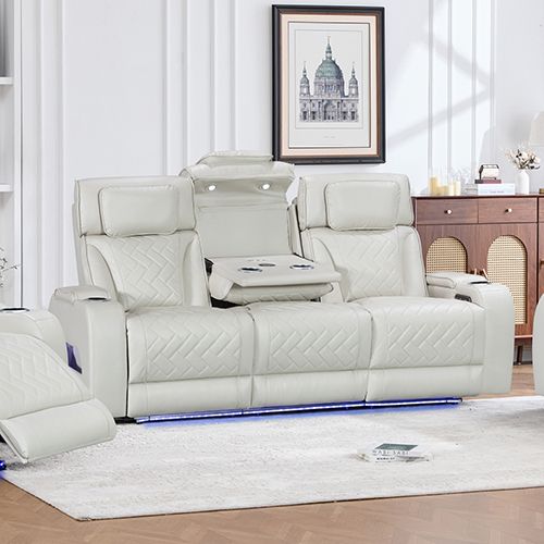 3+1+1 Seater Power Recliner Sofa Set with LED Light In Grey