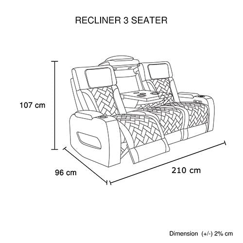 3+1+1 Seater Power Recliner Sofa Set with LED Light In Grey