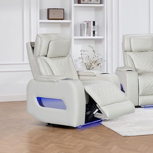 3+1+1 Seater Power Recliner Sofa Set with LED Light In Grey