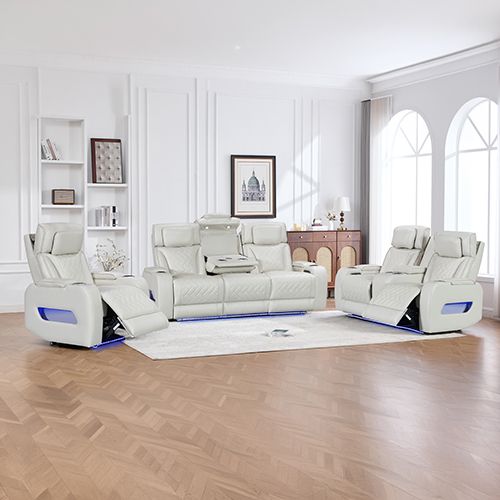 3+2+1 Seater Power Recliner Sofa Set with LED Light In Grey