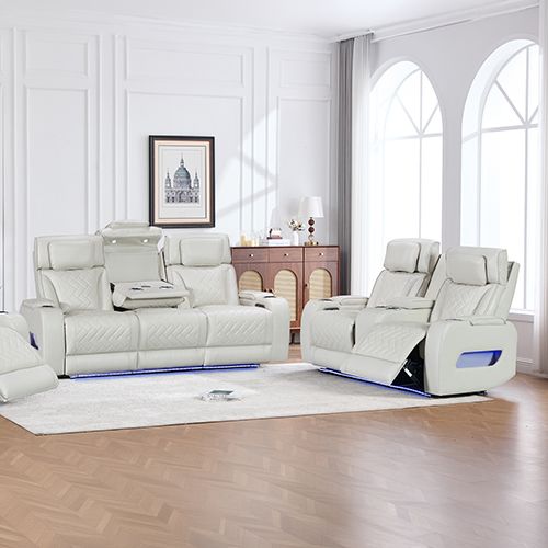 3+2 Seater Power Recliner Sofa Set with LED Light In Grey