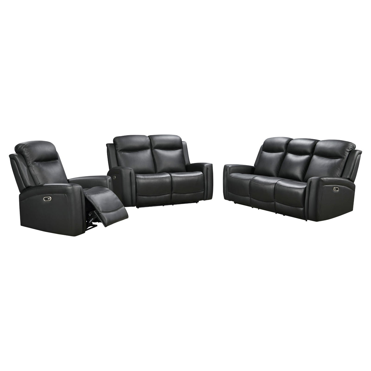 3-2-1 Seater Electric Leather/PVC Black Recliner Set