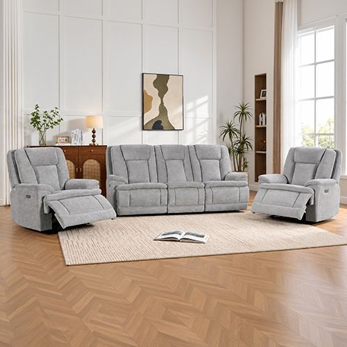 3+1+1 Seater Power Recliner Sofa Set in Grey