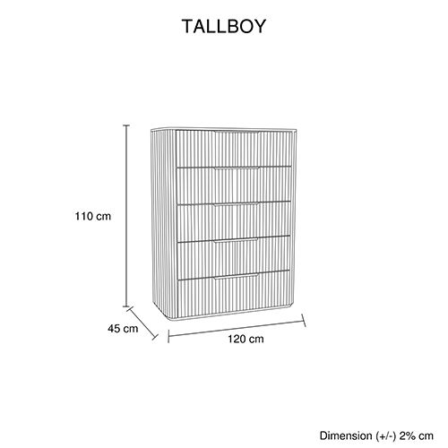 Solid Rubber Wood Tallboy with Storage Drawer in oak colour
