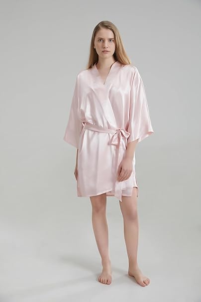 Silk Robe - Pink, One Size - Luxurious Lightweight Satin Gown, Soft & Breathable Loungewear - Premium Comfort & Timeless Elegance with Every Wear