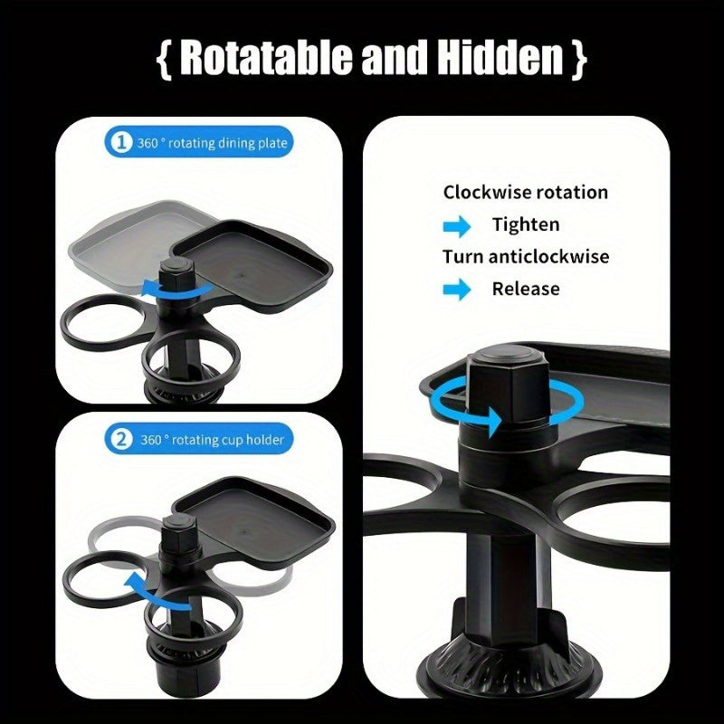 Universal 3in1 Car Cup Holder Tray Phone Mount Drink Food Table Tidy Organizer