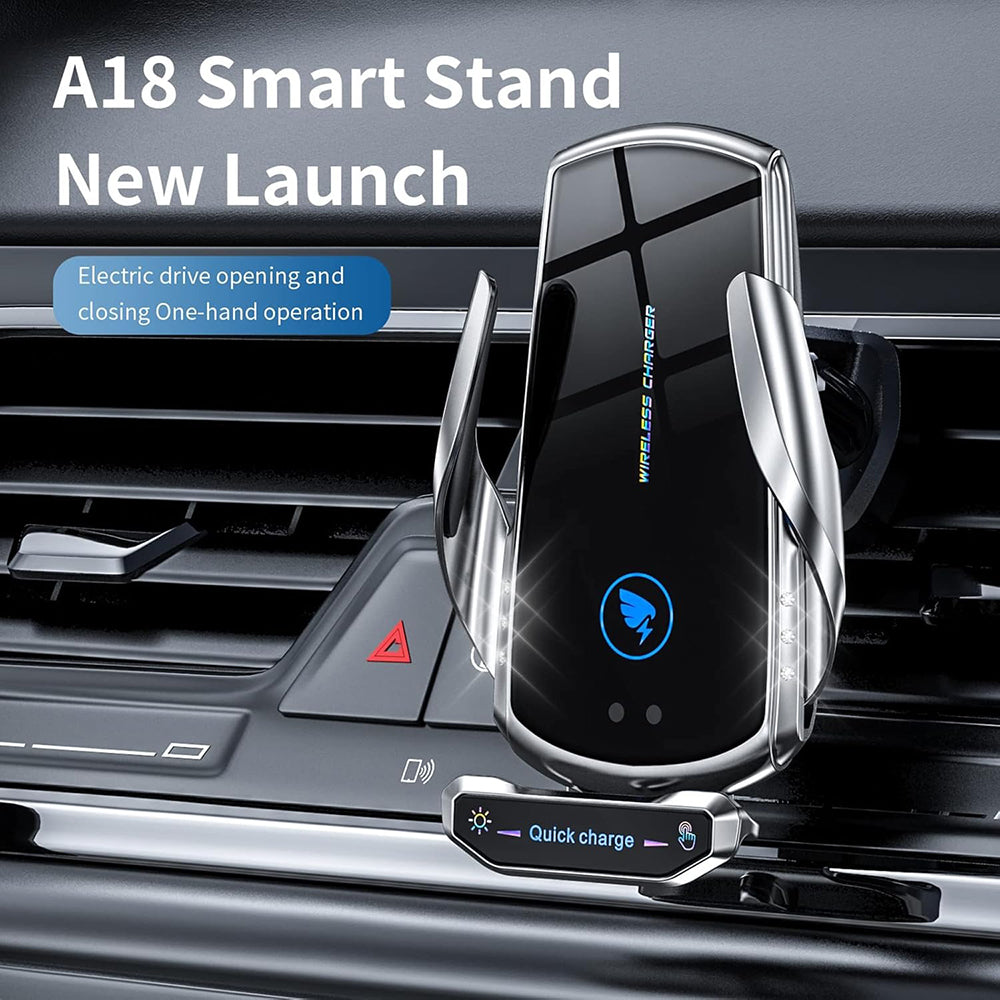 15W Wireless Car Charger Mount Auto-Clamp Vent Holder with Cable and 3 Tips