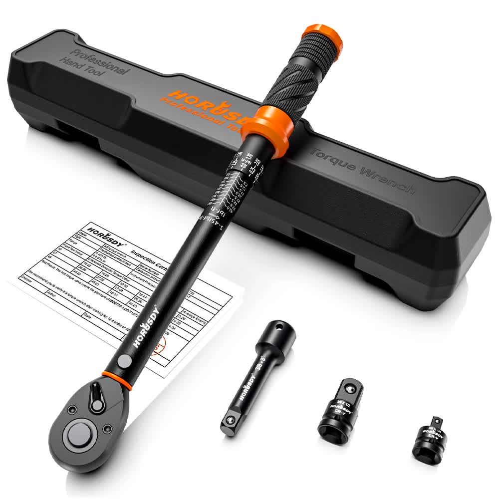 4Pc 3/8" Drive Click Torque Wrench Ratchet Socket  Adaptor Extension WorkShop