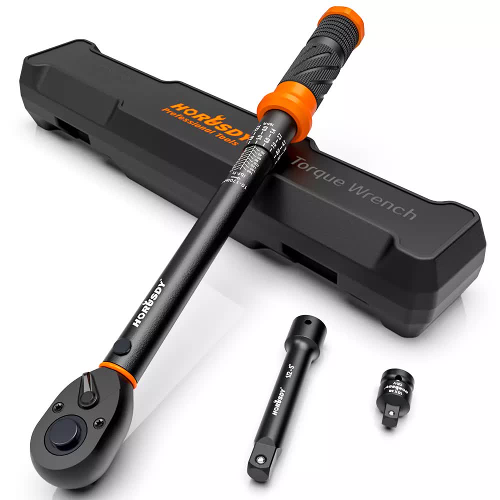3Pc 1/2" Drive Click Torque Wrench Ratchet Socket  Adaptor Extension WorkShop
