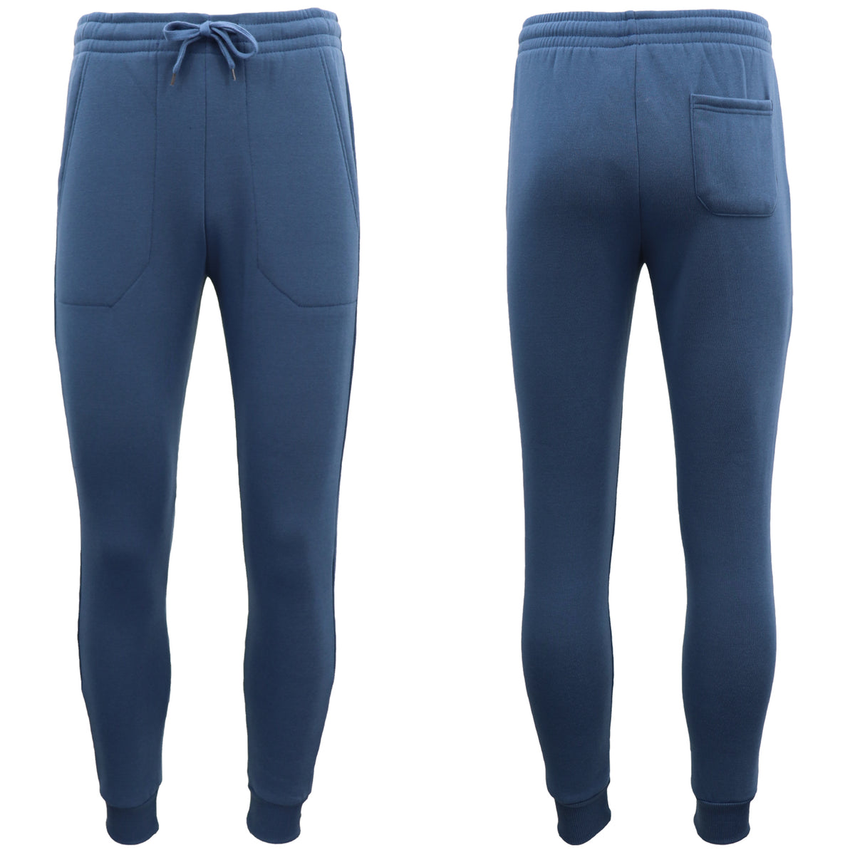 Mens Unisex Fleece Lined Sweat Track Pants Suit Casual Trackies Slim Cuff XS-6XL, Navy, M