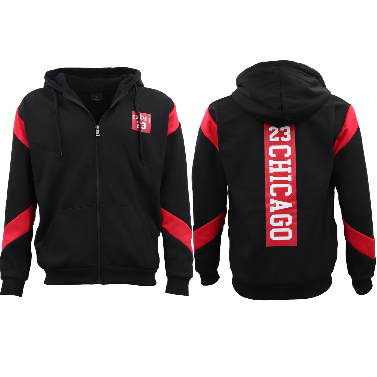 Men's Fleece Zip Up Hoodie Shirt Chicago Bulls 23 Michael Jordan Sweat Jacket, Yellow, M