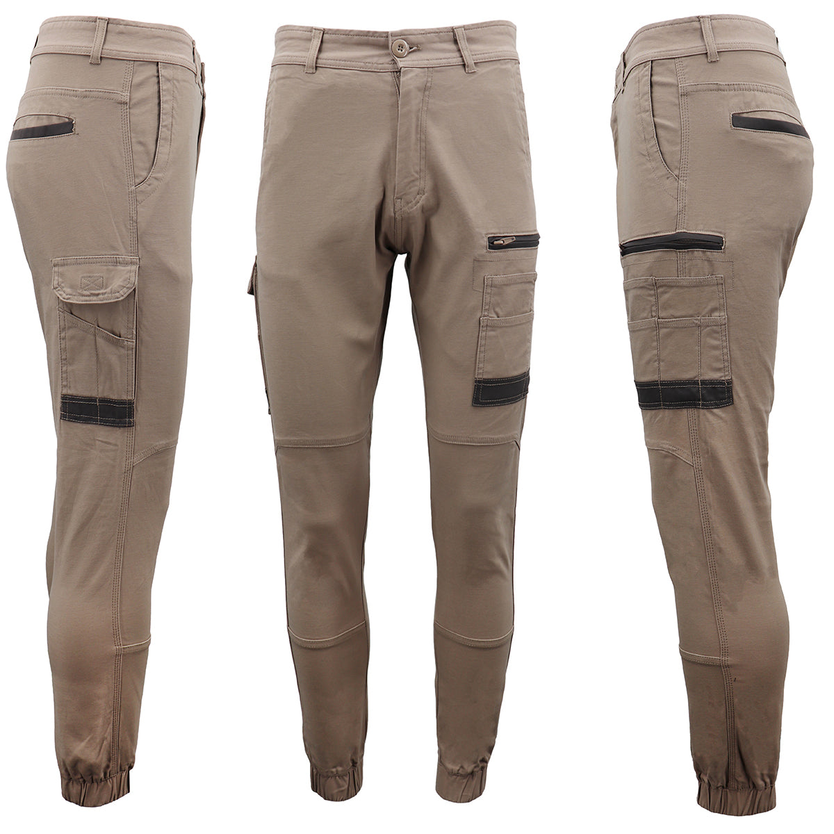 Men's Cargo Cotton Drill Work Pants UPF 50+ 13 Pockets Tradies Workwear Trousers, Black, 32