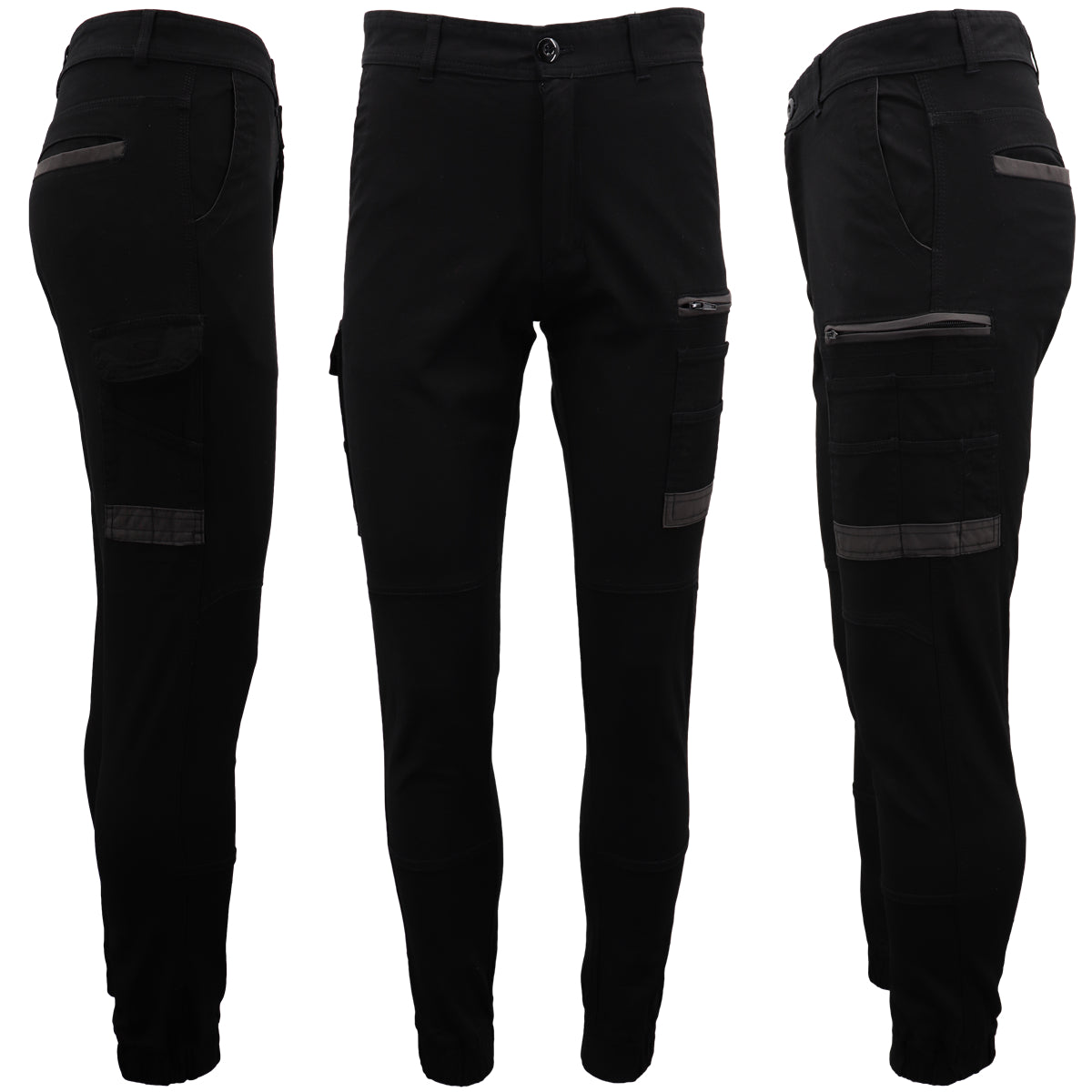Men's Cargo Cotton Drill Work Pants UPF 50+ 13 Pockets Tradies Workwear Trousers, Navy, 36