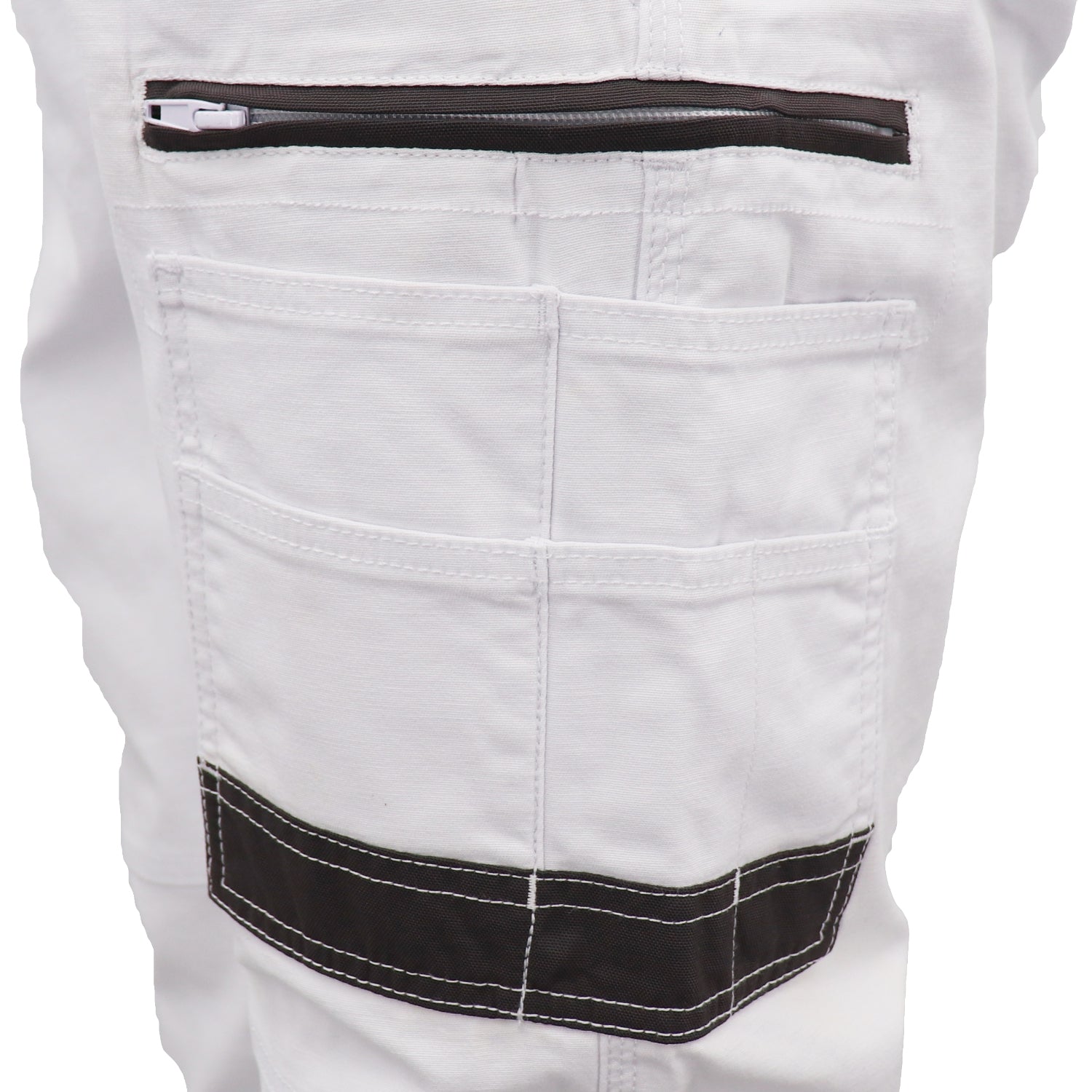 Men's Cargo Cotton Drill Work Pants UPF 50+ 13 Pockets Tradies Workwear Trousers, White, 32