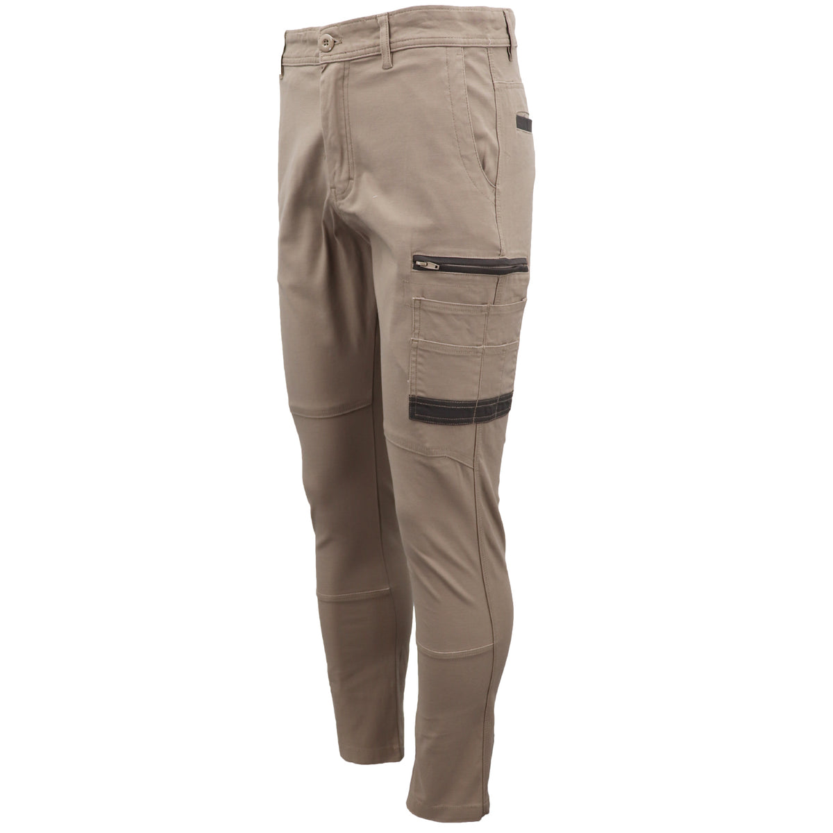 Men's Cotton Drill Cargo Work Pants UPF 50+ 13 Pockets Tradies Workwear Trousers, Black, 36