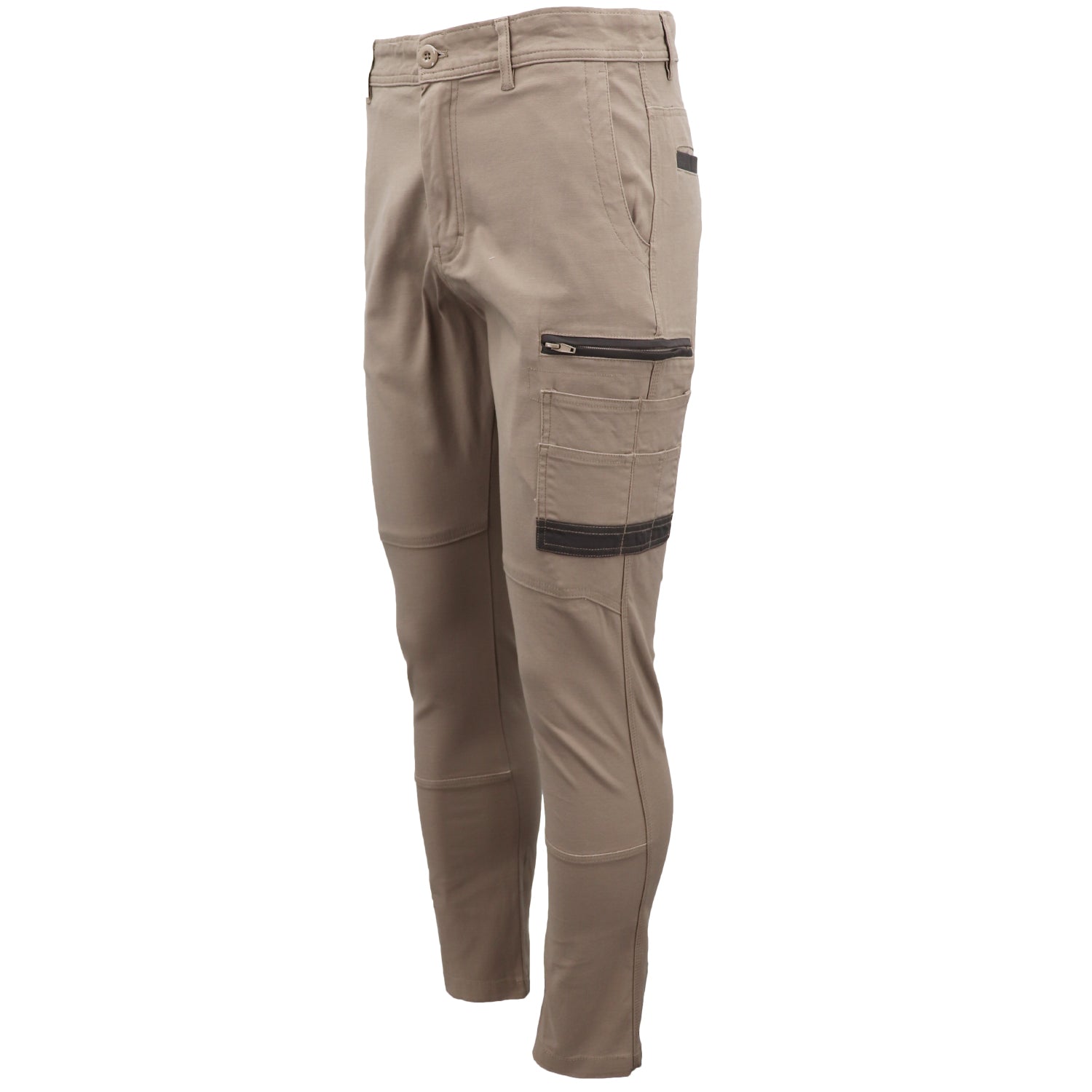 Men's Cotton Drill Cargo Work Pants UPF 50+ 13 Pockets Tradies Workwear Trousers, Navy, 30