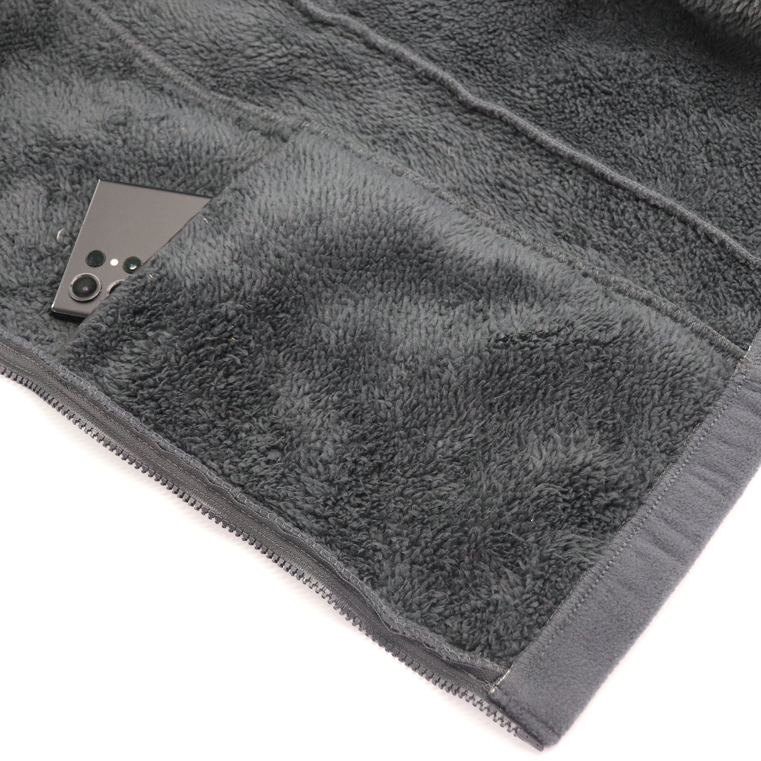Mens Thick Zip Up Jumper w Sherpa Fur Lined Sweatshirt Winter Unisex Jacket Coat, Black, XL