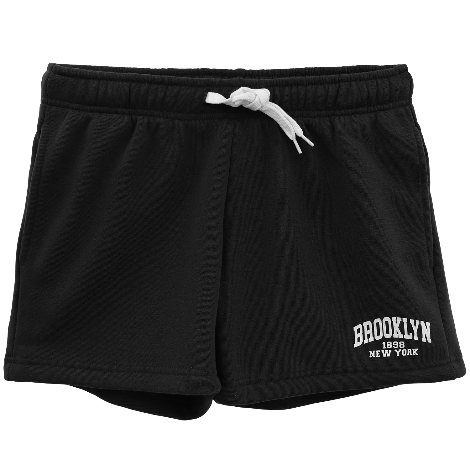 Women's Casual Fleece Shorts Sweat Athletic Track Pants w Elastic Wasit Pockets, Black, 2XL
