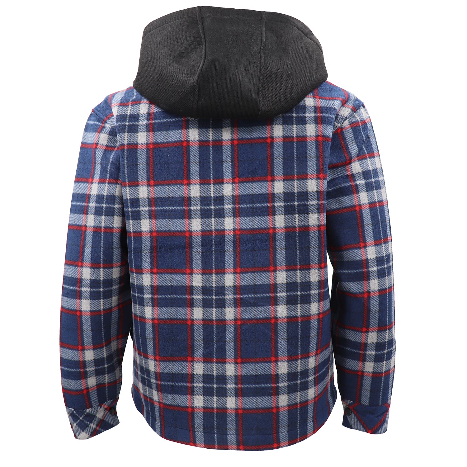 Men's Hooded Flannel Jacket Flannelette Plaid Fleece Shirt Zip Up Winter Coat, Blue, 2XL