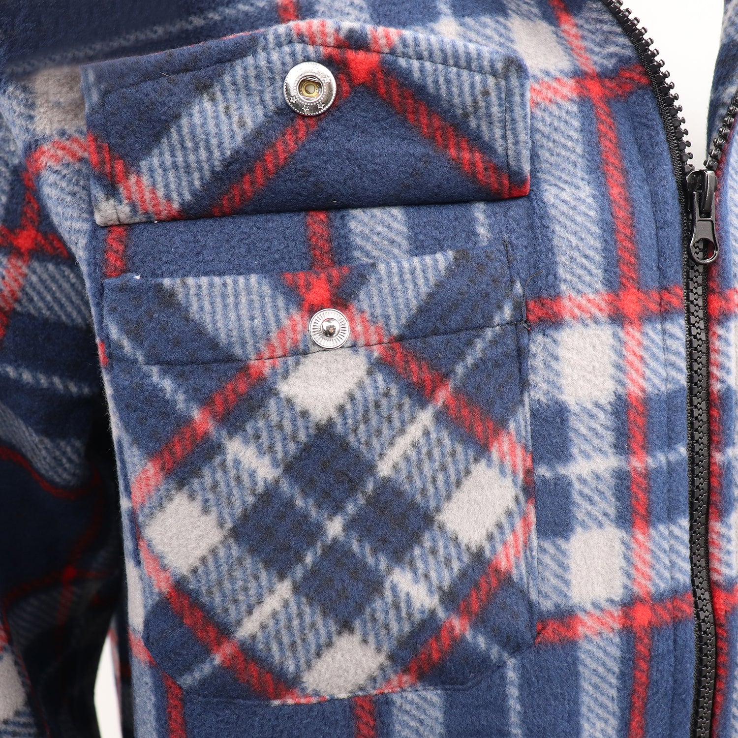 Men's Hooded Flannel Jacket Flannelette Plaid Fleece Shirt Zip Up Winter Coat, Blue, 2XL