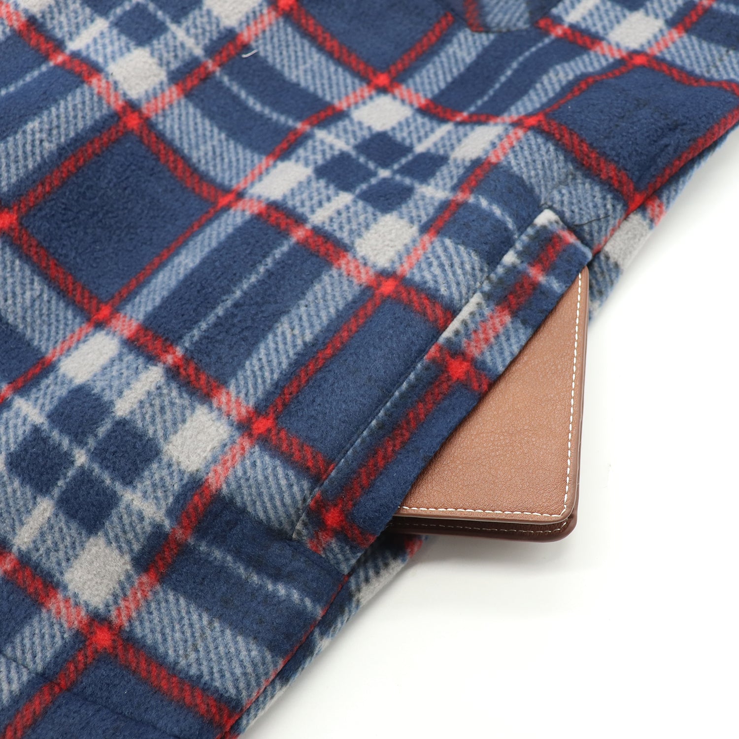 Men's Hooded Flannel Jacket Flannelette Plaid Fleece Shirt Zip Up Winter Coat, Blue, 2XL