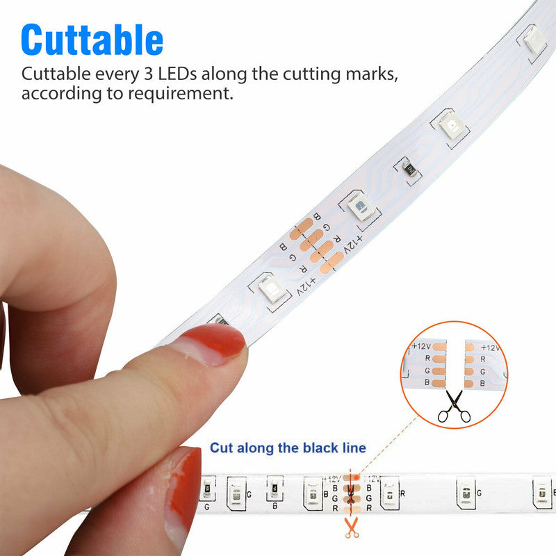 Waterproof 12V RGB 5M 3528 300 LED Strips Lights 44 Keys Controller