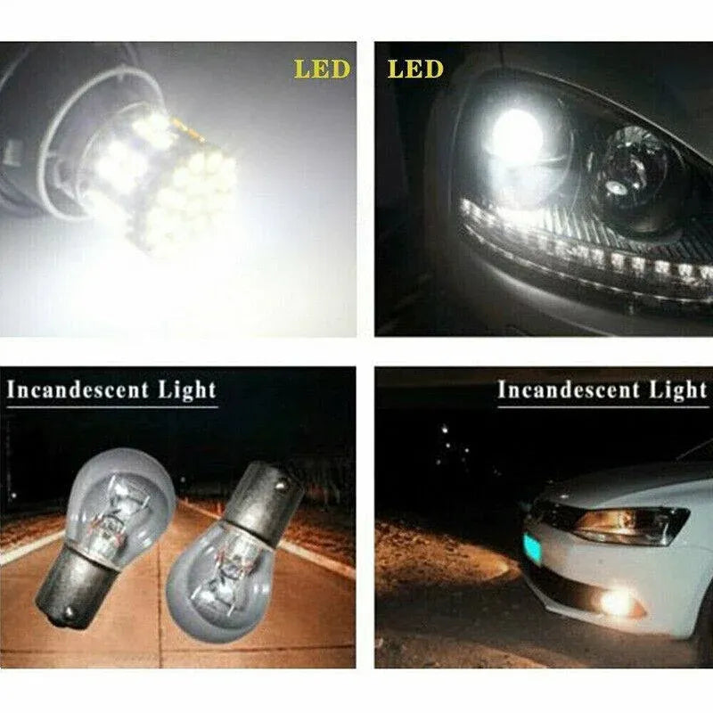 2X Ba15S 50 Smd Led - Bright White 1156 Brake Reverse Light Bulb Globe Lamp 12V