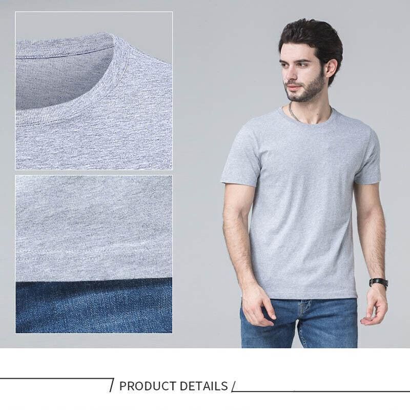 Men's T-shirt Plain Blank 100% heavy Cotton Basic Tee Short Sleeve Large S - 5XL Grey - 3XL