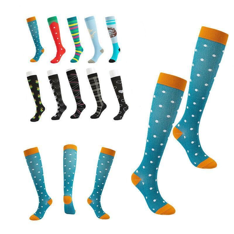 L/XL Size Compression Socks Unisex Adult Nursing Travel Stocking Sport - Black Heart