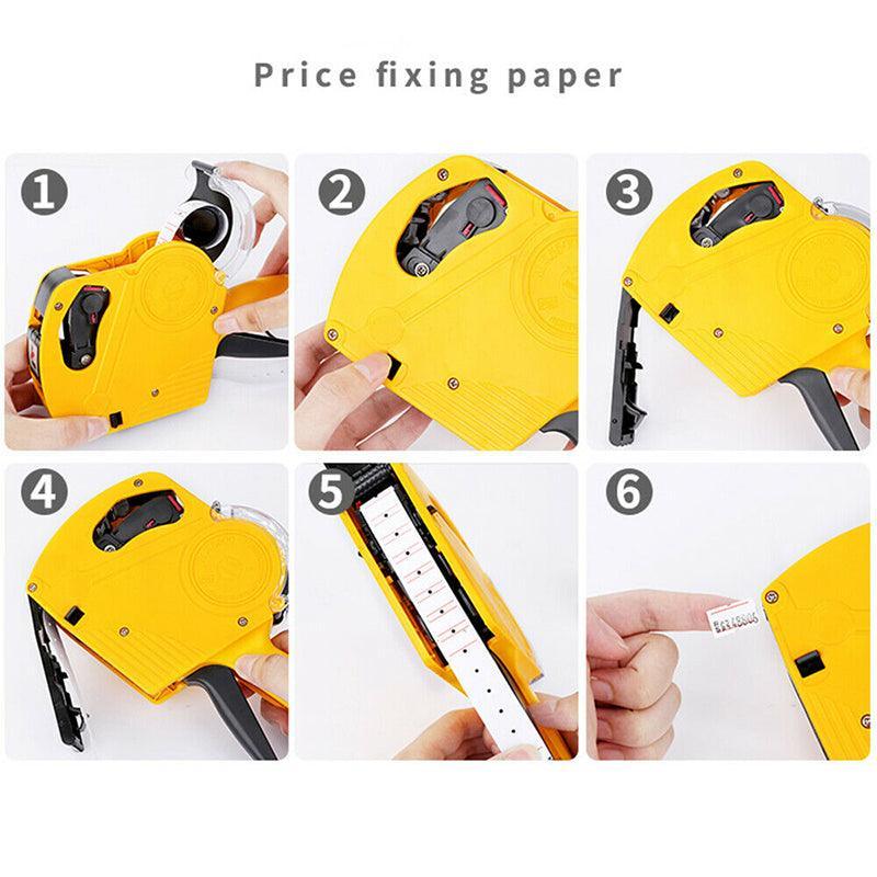 Tag Gun Labeller Kit With 6 Rolls Labels And 5 Inks Roller - Yellow