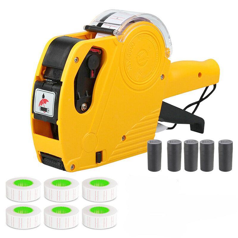Tag Gun Labeller Kit With 6 Rolls Labels And 5 Inks Roller - Yellow
