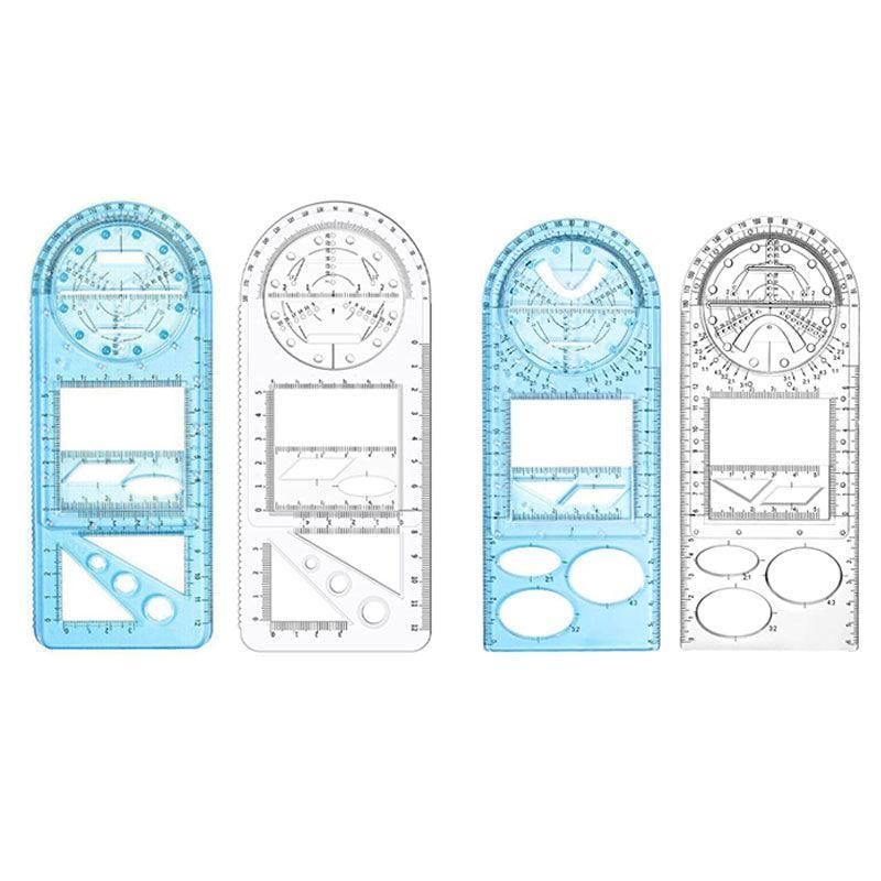 Multifunctional Geometric Ruler Student Mathematics Drawing Tools School Office - Blue-Senior High School