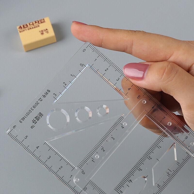 Multifunctional Geometric Ruler Student Mathematics Drawing Tools School Office - Blue-Senior High School