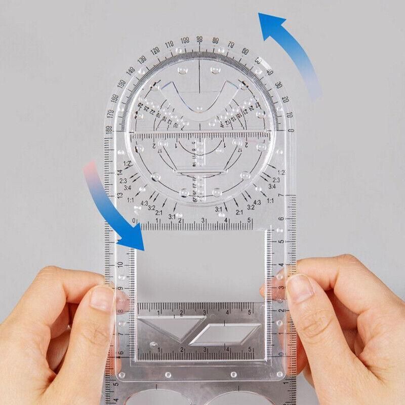Multifunctional Geometric Ruler Student Mathematics Drawing Tools School Office - Blue-Senior High School