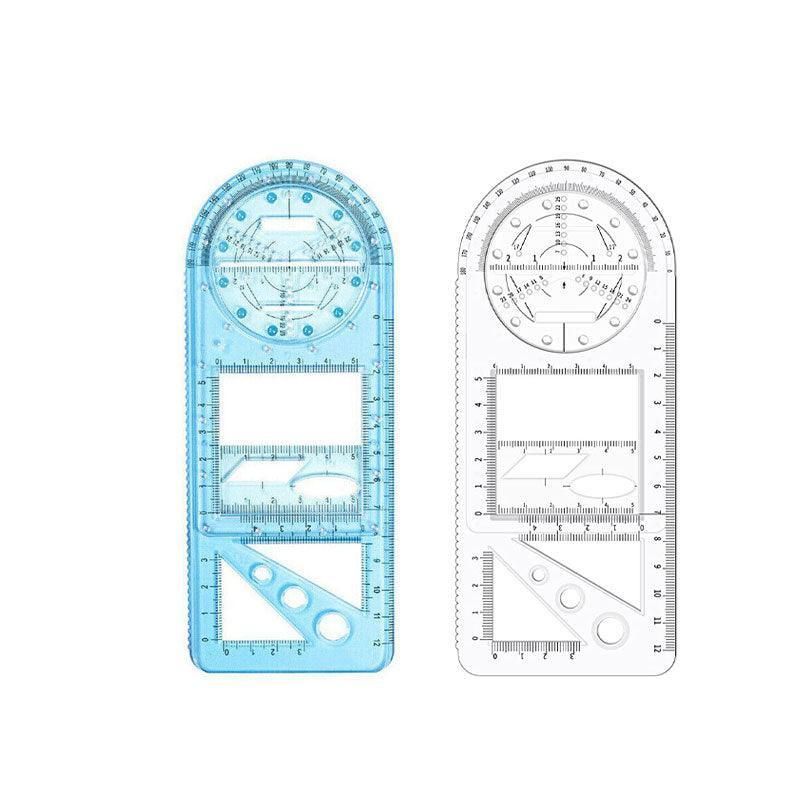 Multifunctional Geometric Ruler Student Mathematics Drawing Tools School Office - Blue-Senior High School