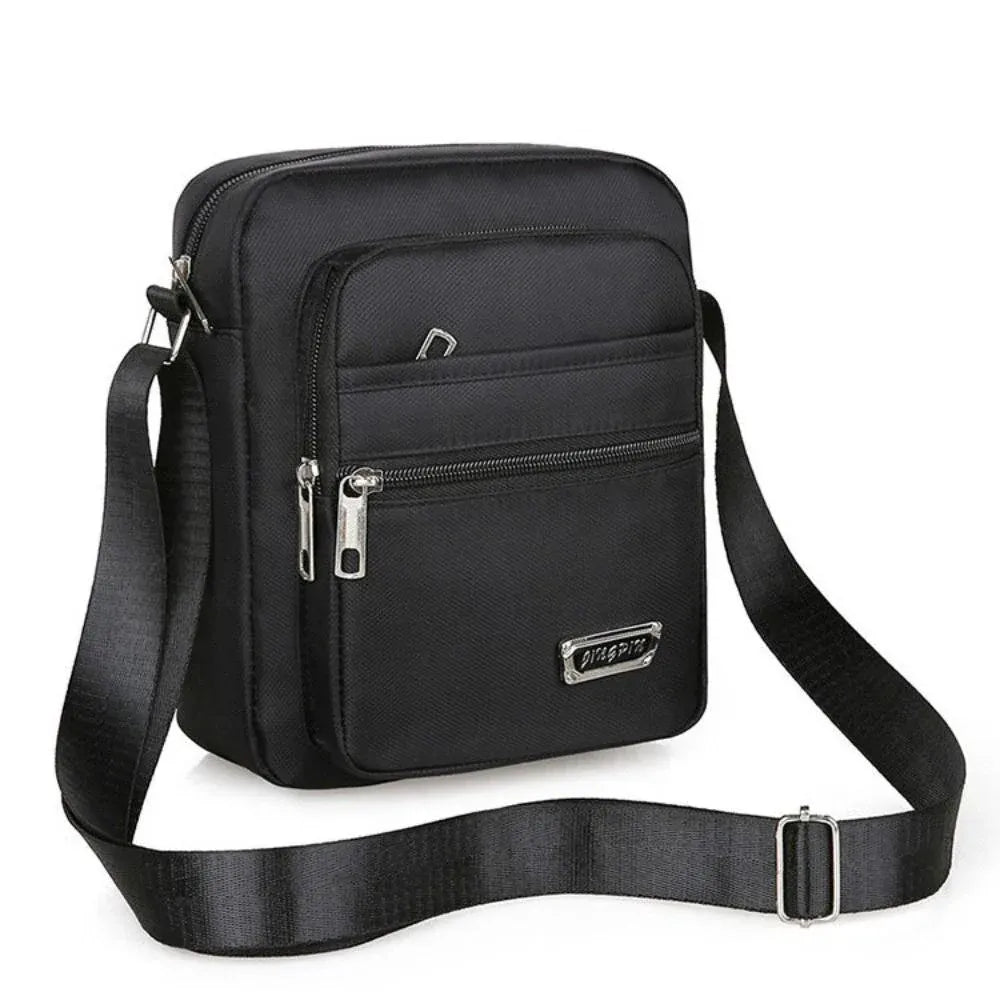 Mens Crossbody Shoulder Bag Travel Messenger Bag Casual Handbag for Boys and Men - Black-6 zippers